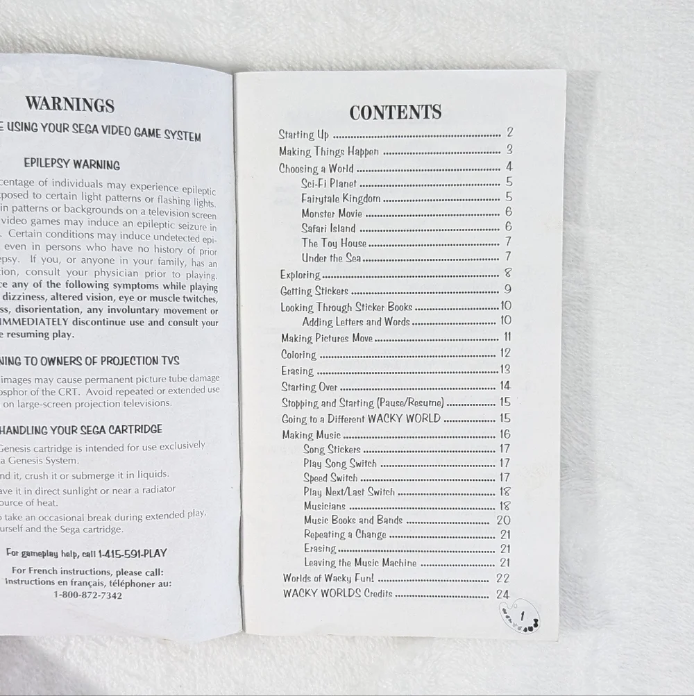 ❤️ SEGA Genesis Sega Club Wacky Creativity Studio Worlds Booklet Manual